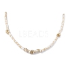 Glass with Natural Sea Shell Beads Braided Necklaces NJEW-JN04837-3