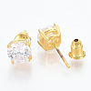 Brass Cubic Zirconia Stud Earrings EJEW-S199-02G-2
