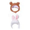 2Pcs 2 Styles Cute Cotton Warm Rabbit & Bear Hat AJEW-GL0002-57-8