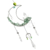 Moon Natural Green Aventurine & 304 Stainless Steel & Brass Suncatchers HJEW-TA00488-02-2