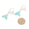 Glass Whale Tail with Imitation Pearl Cuff Earrings EJEW-JE04996-5