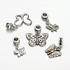 Mixed Tibetan Style Alloy  Butterfly European Dangle Charms PALLOY-JF00054-1