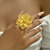 Exaggerated Iron Flower Open Cuff Ring for Festivals BB3093-2