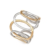304 Stainless Steel Double Color Cuff Rings RJEW-S635-01GP-15-4