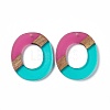 Transparent Resin & Walnut Wood Pendants RESI-M027-01C-2