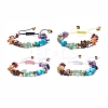 Natural & Synthetic Mixed Gemstone Chips Braided Bead Bracelet BJEW-JB08079-1