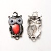 Owl Antique Silver Tone Alloy Rhinestone Enamel Pendants ENAM-N041-01D-1