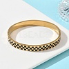 8MM 304 Stainless Steel Black Enamel Checkered Hinged Bangles for Women BJEW-C151-01G-2