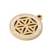 Preserved Fresh Flower 304 Stainless Steel Rhinestone Pendants STAS-S139-01G-06-2