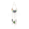 Gemstone Chips Beaded Moon Hanging Sun Catchers HJEW-M004-03-1