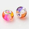 Mixed Color Spray Painted Two Tone Glass Rondelle Large Hole European Beads X-GPDL-R003-M1-2