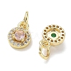 Brass Micro Pave Cubic Zirconia with Glass Charms CU-CBA765A-02G-2
