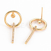 Brass Micro Pave Clear Cubic Zirconia Stud Earring Findings KK-S356-349-NF-2
