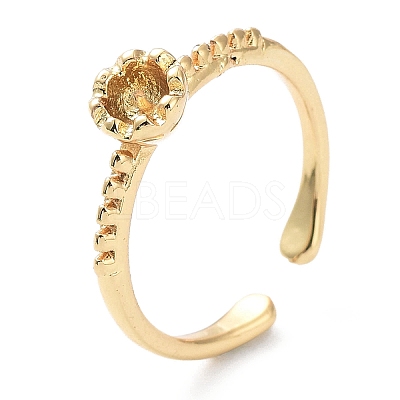 Rack Plating Brass Cuff Open Ring Bases Setting KK-C035-07G-1