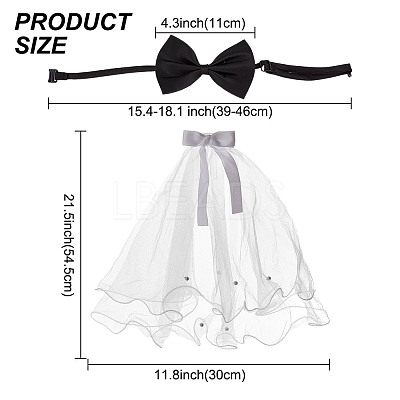 Adjustable Polyester Dog Collar & Wedding Bride Veil Sets AJEW-DR0001-74-1