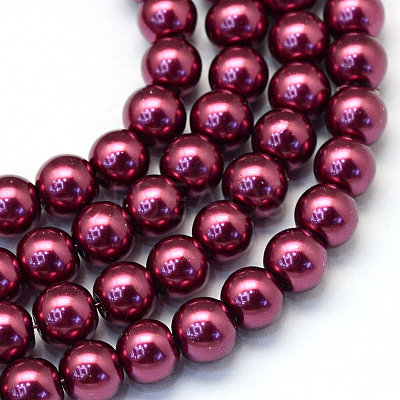 Baking Paint Pearlized Glass Pearl Round Bead Strands HY-Q003-10mm-72-1