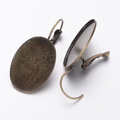 DIY Antique Bronze French Style Brass Ear Wire Fit for Cabochons X-KK-A024-AB-1