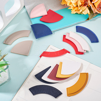 16Pcs 16 Styles PU Leather Fan Bookmarks AJEW-TA0002-23-1