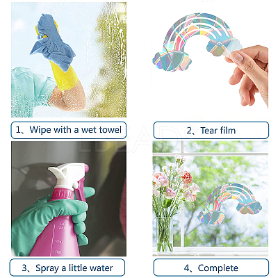 Rainbow PVC Laser Adhesive Stickers DIY-WH0273-49-1