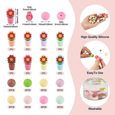 24Pcs 16 Styles Silicone Beads SIL-TA0003-03-1