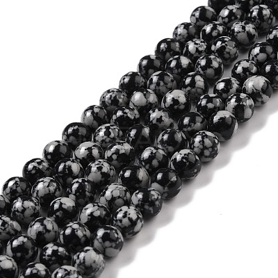 Synthetic Snowflake Obsidian Beads Strands G-E568-03A-1