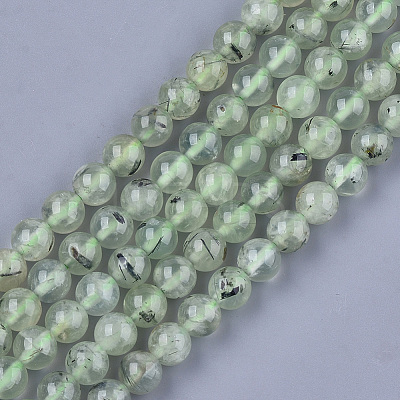 Natural Prehnite Beads Strands X-G-S333-8mm-032-1
