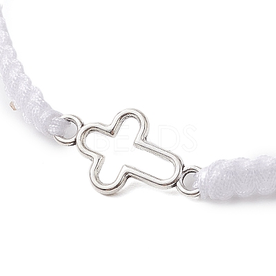 Cross Alloy Connector Charms Braided Bracelets BJEW-JB11067-02-1