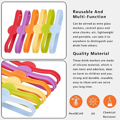 Long Silicone Wine Glass Label AJEW-PH0016-64-1