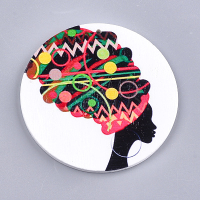 Printed Wooden Big Pendants WOOD-S048-49-1