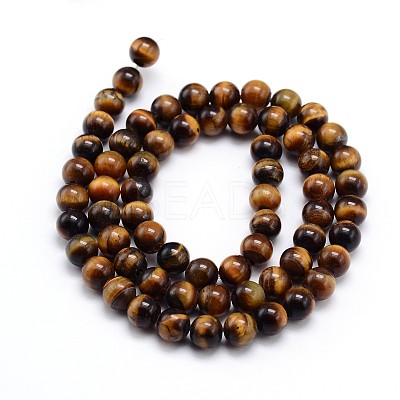 Natural Tiger Eye Beads Strands X-G-J303-11-10mm-1