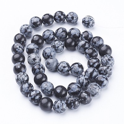 Natural Snowflake Obsidian Beads Strands X-GSR009-1