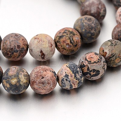 Frosted Round Natural Leopard Skin Jasper Bead Strands X-G-J338-07-8mm-1