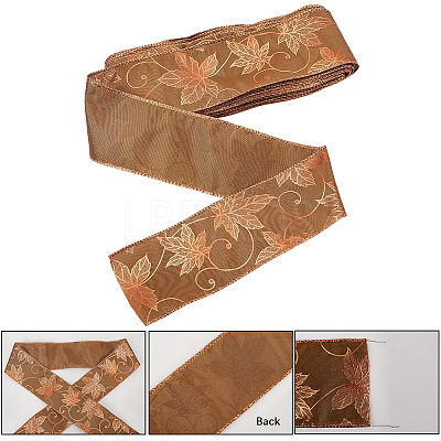 Maple Leaf Pattern Polyester Ribbon OCOR-GF0005-35-1