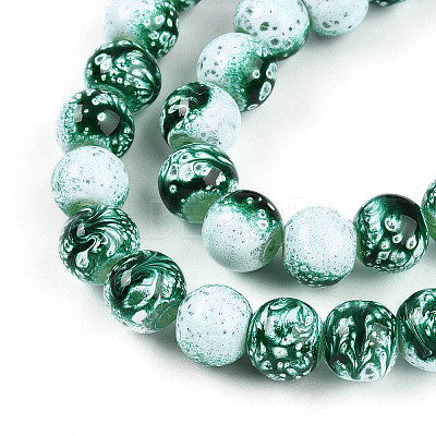 Transparent Baking Paint Glass Beads Strands DGLA-N009-8mm-06-1