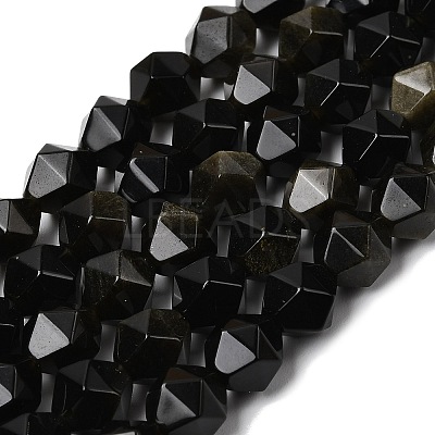 Natural Golden Sheen Obsidian Beads Strands G-Z119-A10-02-1