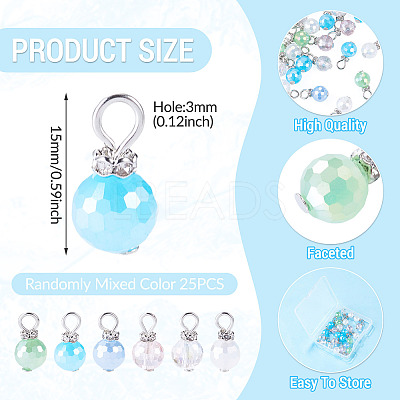25Pcs Glass Pendants PALLOY-TAC0311-1