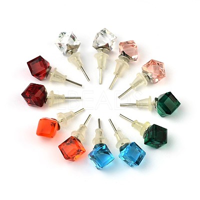 Shiny Glass Rhinestone Stud Earrings EJEW-F0039-M-1