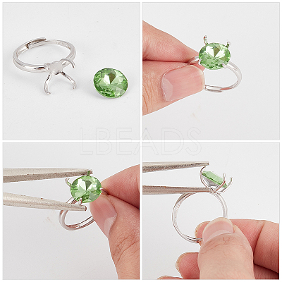 1Pc Adjustable Rhodium Plated Sterling Silver Finger Ring Components STER-BBC0006-95P-1