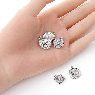 5Pcs 5 Styles Alloy Crystal Rhinestone Flat Round Pendants FIND-YW0003-58-1