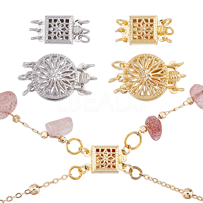 4Pcs 4 Styles Brass Box Clasps KK-HS0015-76B-1