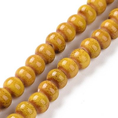 Handmade Fancy Antique Glazed Porcelain Ceramic Round Beads Strands PORC-L019-6mm-02-1