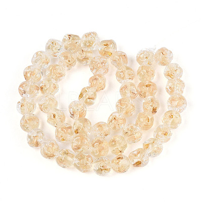 Handmade Gold Foil Glass Beads Strands FOIL-N029-04A-1