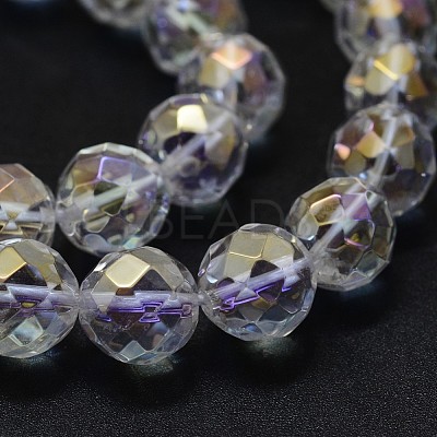 Electroplated Natural Quartz Crystal Beads Strands G-K285-10-8mm-1