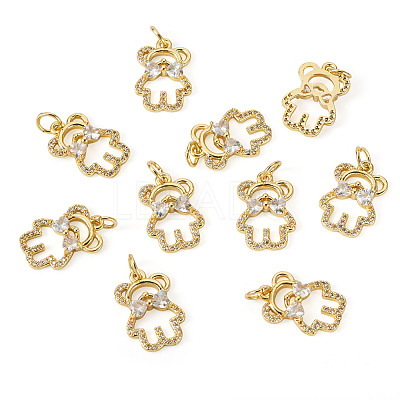 10Pcs Brass with Cubic Zirconia Pendants KK-TA0002-13-1