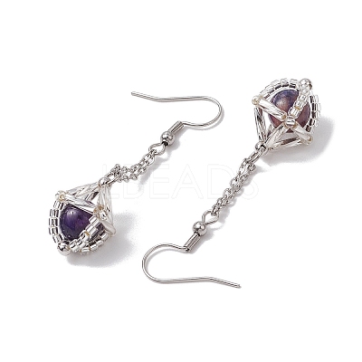 Glass Seed Beads Dangle Earrings EJEW-MZ00350-04-1