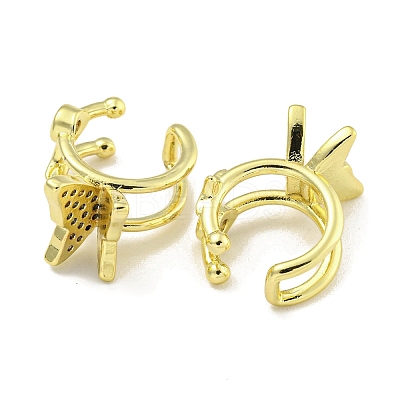 Brass Micro Pave Cubic Zirconia Cuff Earrings EJEW-C104-055G-1