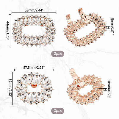 4Pcs 2 Style Alloy Crystal Rhinestone Shoe Decorations AJEW-PH0011-49KCG-1