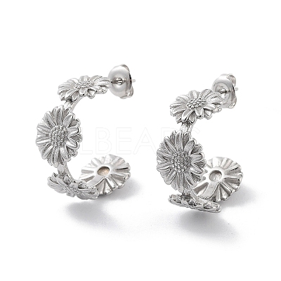 Non-Tarnish Sunflower 304 Stainless Steel Stud Earrings EJEW-P258-20P-1