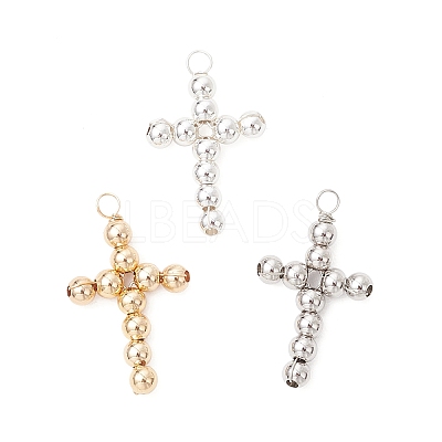 3Pcs 3 Colors Brass Beaded Pendants PALLOY-JF04054-1