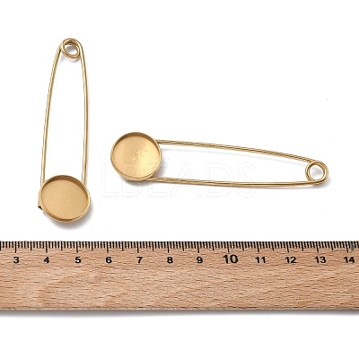 304 Stainless Steel Safety Pin Brooch Base Settings STAS-A142-02B-G-1